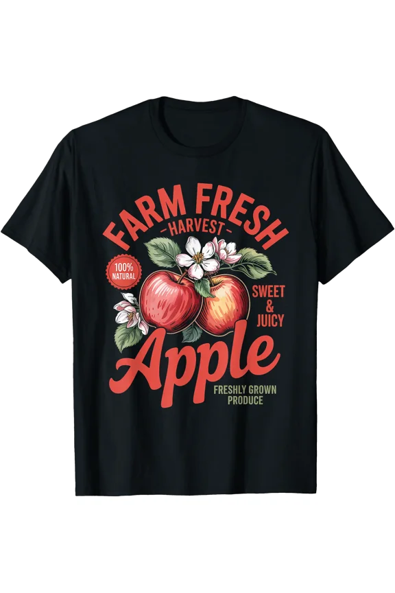 Farm Fresh Organic Apple Farmer' Market Homegrown Unique T-Shirt , Vintage T-Shirt
