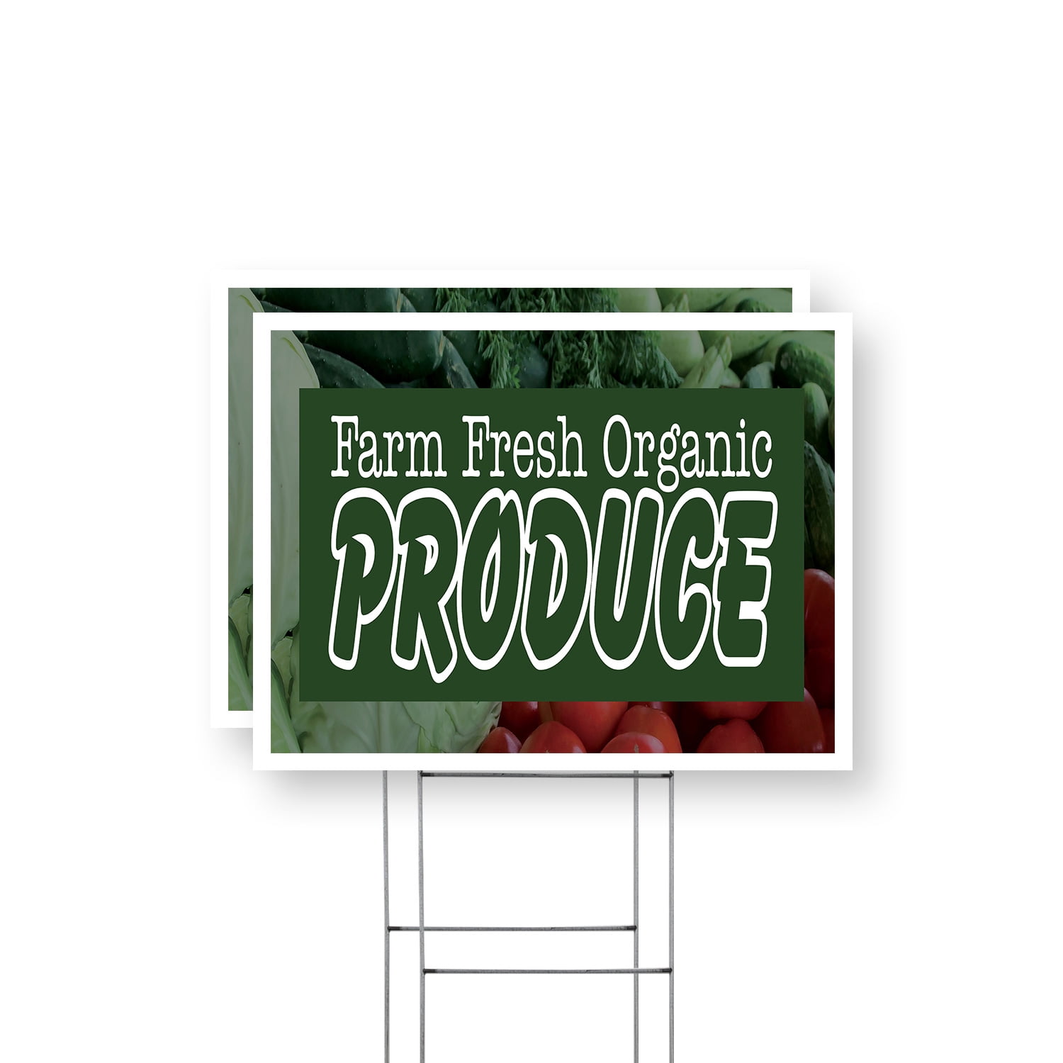 Farm Fresh Organic Produce Yard Sign 2 Pack of 12 Inch x 16 Inch Double ...