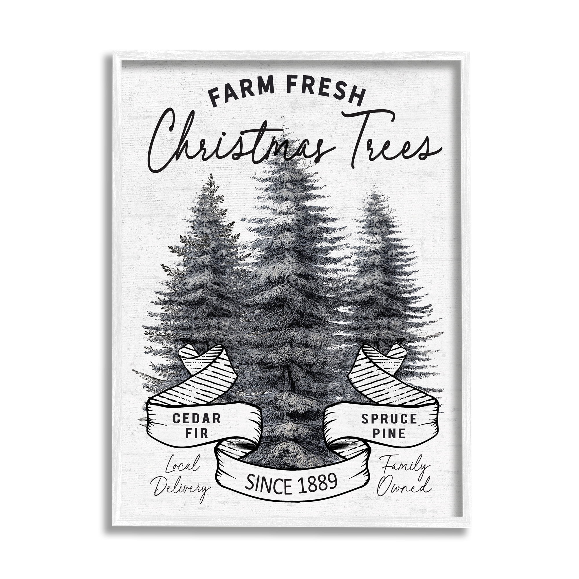 Farm Fresh Pine & Fir Trees Vintage Holiday Advertisement Botanical & Floral Graphic Art Framed Art Print Wall Art