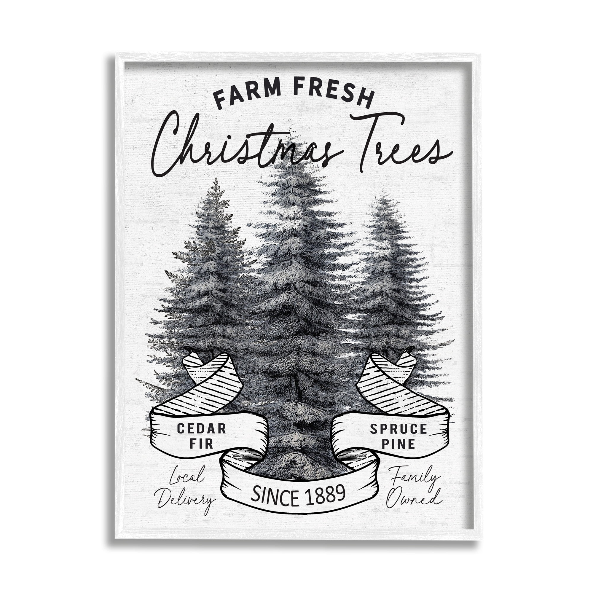 Farm Fresh Pine & Fir Trees Vintage Holiday Advertisement Botanical & Floral Graphic Art Framed Art Print Wall Art