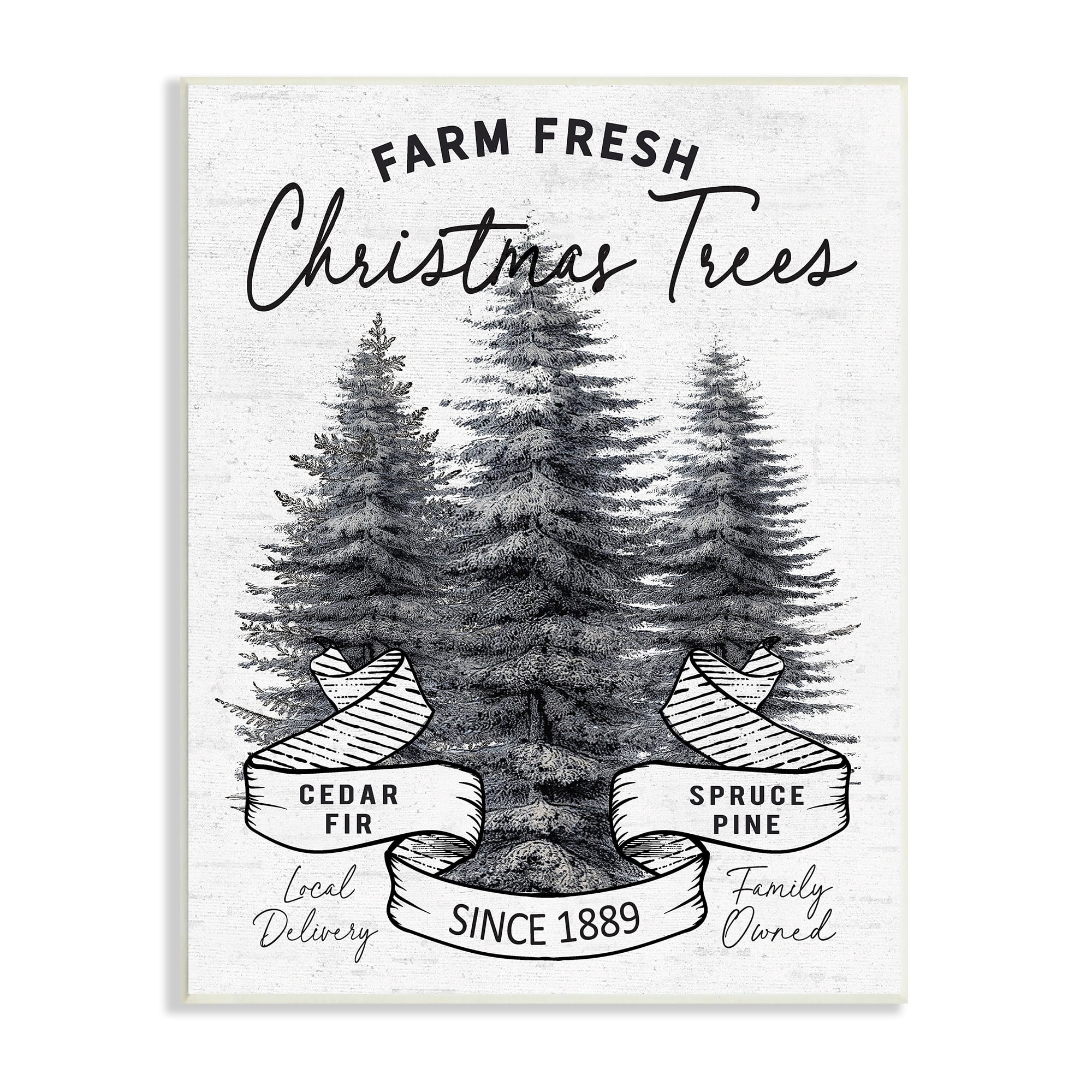 Farm Fresh Pine & Fir Trees Vintage Holiday Advertisement Botanical & Floral Graphic Art Unframed Art Print Wall Art