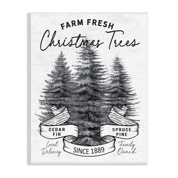 Farm Fresh Pine & Fir Trees Vintage Holiday Advertisement Botanical & Floral Graphic Art Unframed Art Print Wall Art