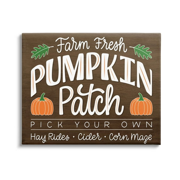 Farm Fresh Pumpkin Patch Sign Holiday Graphic Art Gallery Wrapped Canvas Print Wall Art