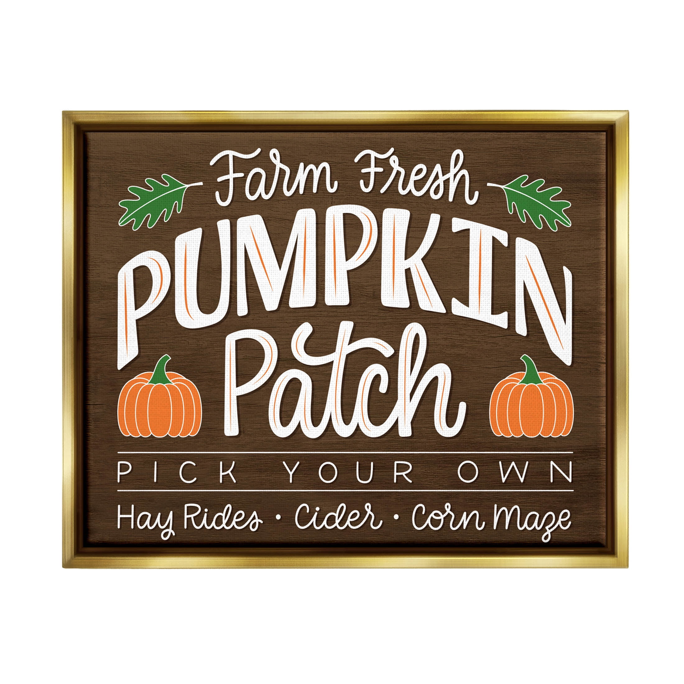 Farm Fresh Pumpkin Patch Sign Holiday Graphic Art Metallic Gold Framed Art Print Wall Art