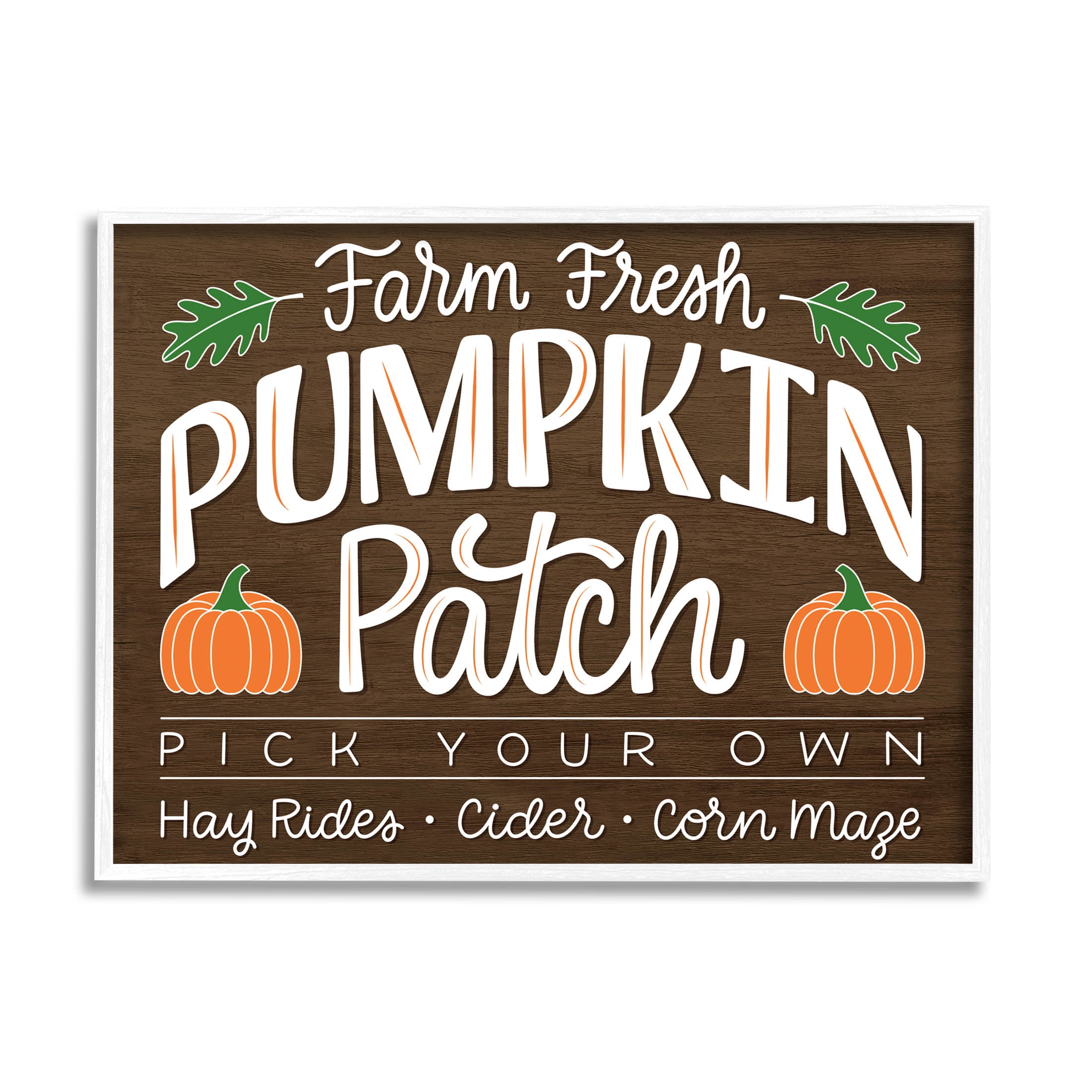 Farm Fresh Pumpkin Patch Sign Holiday Graphic Art White Framed Art Print Wall Art