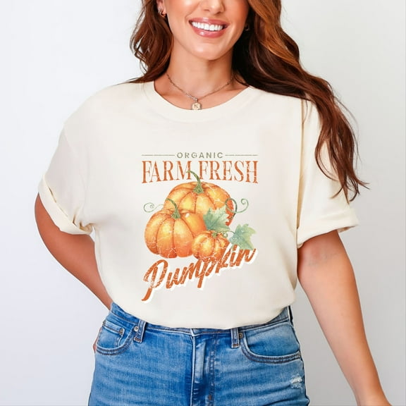 Farm Fresh Pumpkin Watercolor - Women's Garment Dyed Graphic T-Shirt