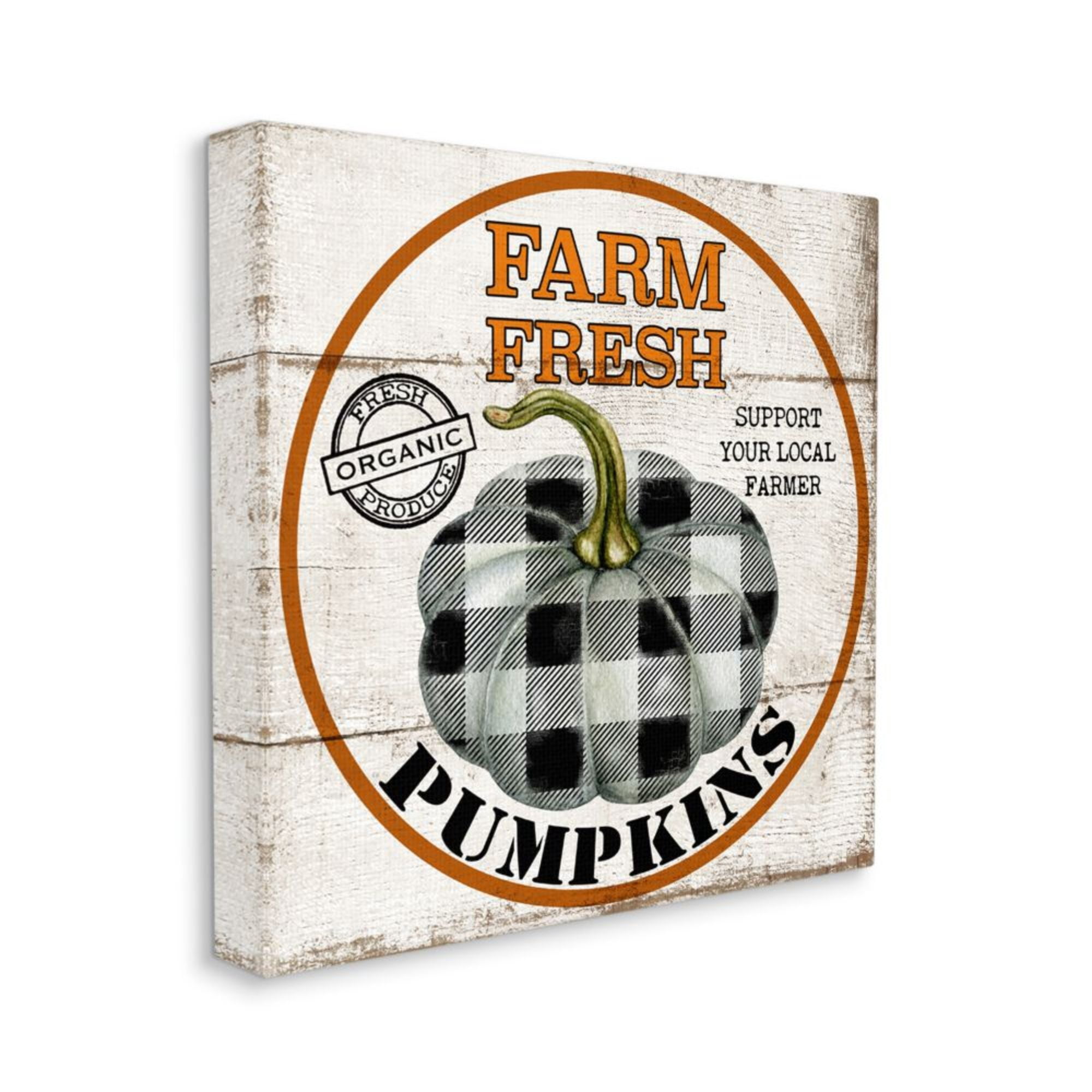 Farm Fresh Pumpkins Black and White Plaid Food & Beverage Gallery-Wrapped Canvas Print Wall Art, 17x17