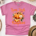 thumbnail image 1 of Farm Fresh Pumpkins T-Shirt | Floral Pumpkin Fall Tee | Rustic Autumn Harvest Top, Heliconia, Size XL, 1 of 6