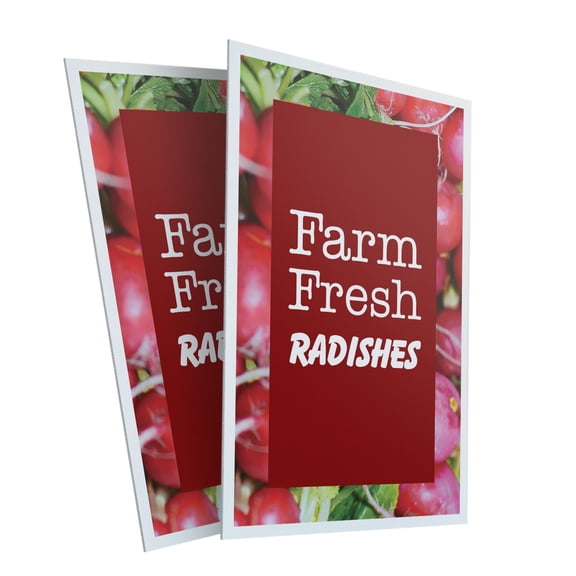 Farm Fresh Radishes (2-Pack) 24 Inch x 36 Inch Plastic Signs | Sign Insert 4mm Corrugated Plastic Signs Storefront Window Poster | Fresh Vegetables, Nutritious Snacks, Local Farms |