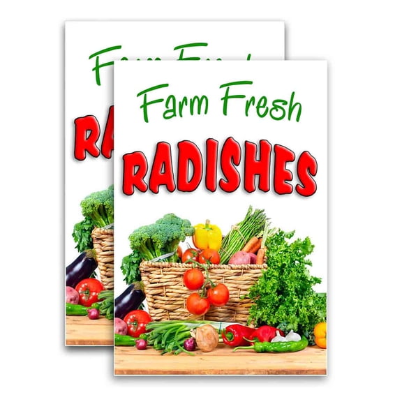 Farm Fresh Radishes (24" X 36") Vinyl Decal Only (Pack of 2) |Sign|Sticker|Poster