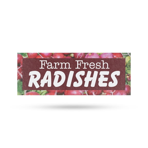 Farm Fresh Radishes Vinyl Decal 12 Inch x 5 Inch Weatherproof Heavy-Duty Adhesive Backing | Fresh Vegetables, Nutritious Snacks, Local Farms | Made in USA