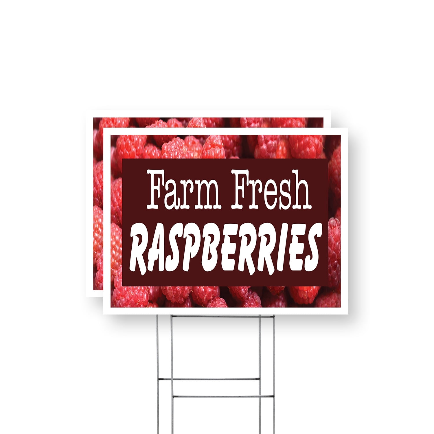 Farm Fresh Raspberries Yard Sign 2 Pack of 18 Inch x 24 Inch Single ...