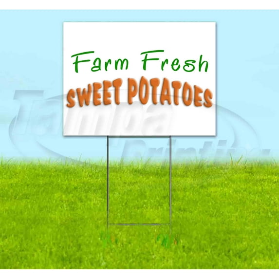 Farm Fresh Sweet Potatoes (18" x 24") Yard Sign, Includes Metal Step Stake