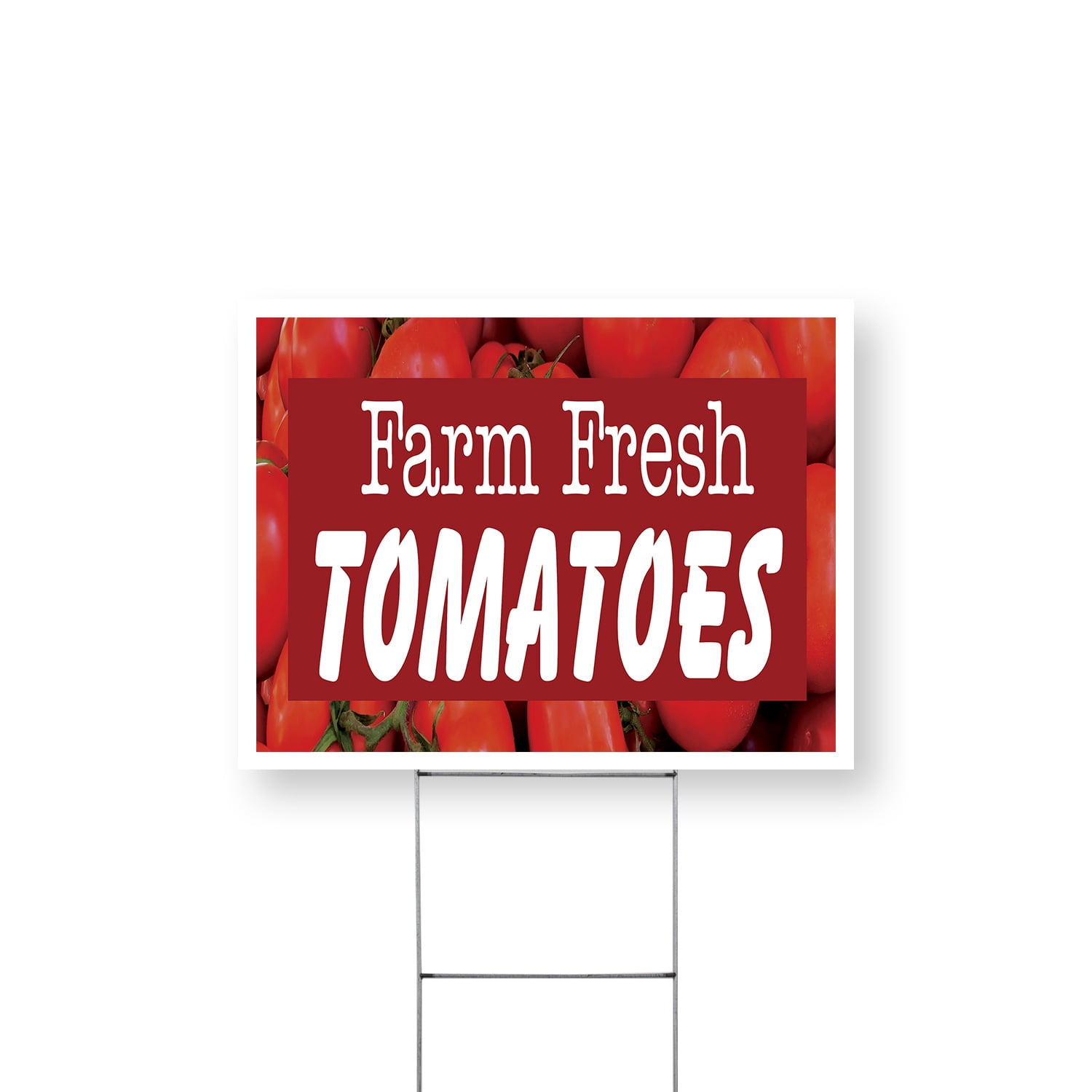 Farm Fresh Tomatoes Yard Sign 12 Inch x 16 Inch Single Sided Weatherproof Heavy-Duty Plastic with Stake | Juicy Vegetables, Local Produce, Healthy Choices | Made in USA