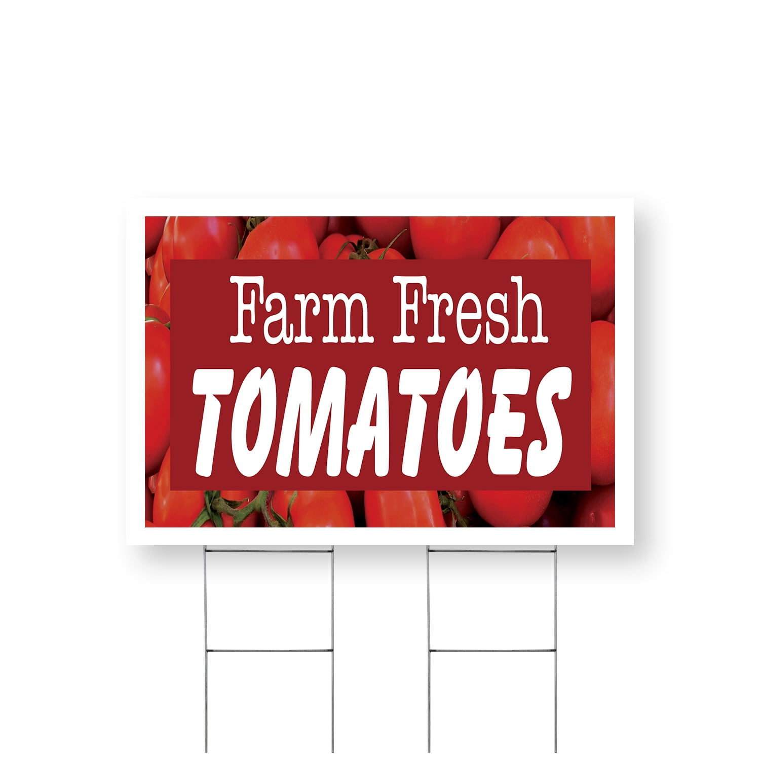 Farm Fresh Tomatoes Yard Sign 24 Inch x 36 Inch Double Sided Weatherproof Heavy-Duty Plastic with Stake | Juicy Vegetables, Local Produce, Healthy Choices | Made in USA