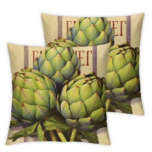 Farm Fresh Vegetables Throw Pillow Covers Artichoke Corn Carrot Cabbage Vegetable Garden Vintage Wood Grain Pattern Farmhouse Decorative Burlap Cushion Cover