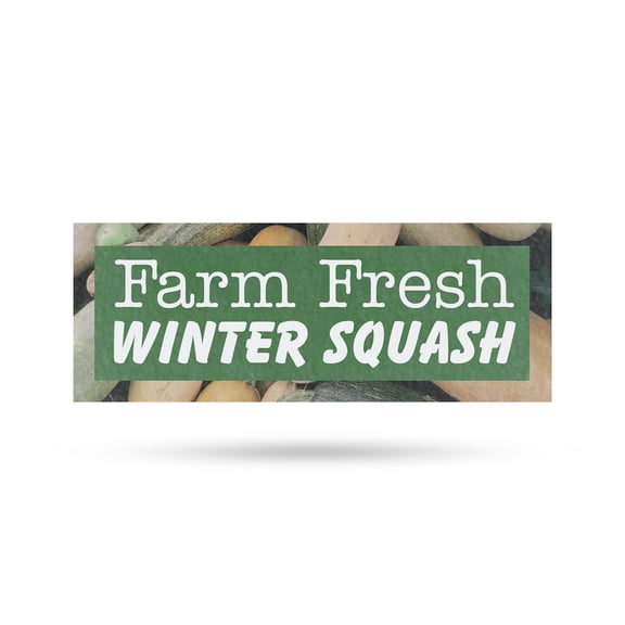 Farm Fresh Winter Squash Vinyl Decal 12 Inch x 5 Inch Weatherproof Heavy-Duty Adhesive Backing | Nutritious Vegetables, Local Produce, Healthy Eating | Made in USA