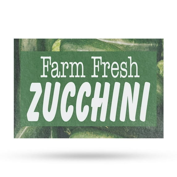 Farm Fresh Zucchini Vinyl Decal 12 Inch x 16 Inch Weatherproof Heavy-Duty Adhesive Backing | Fresh Vegetables, Local Farms, Grocery Promotions | Made in USA