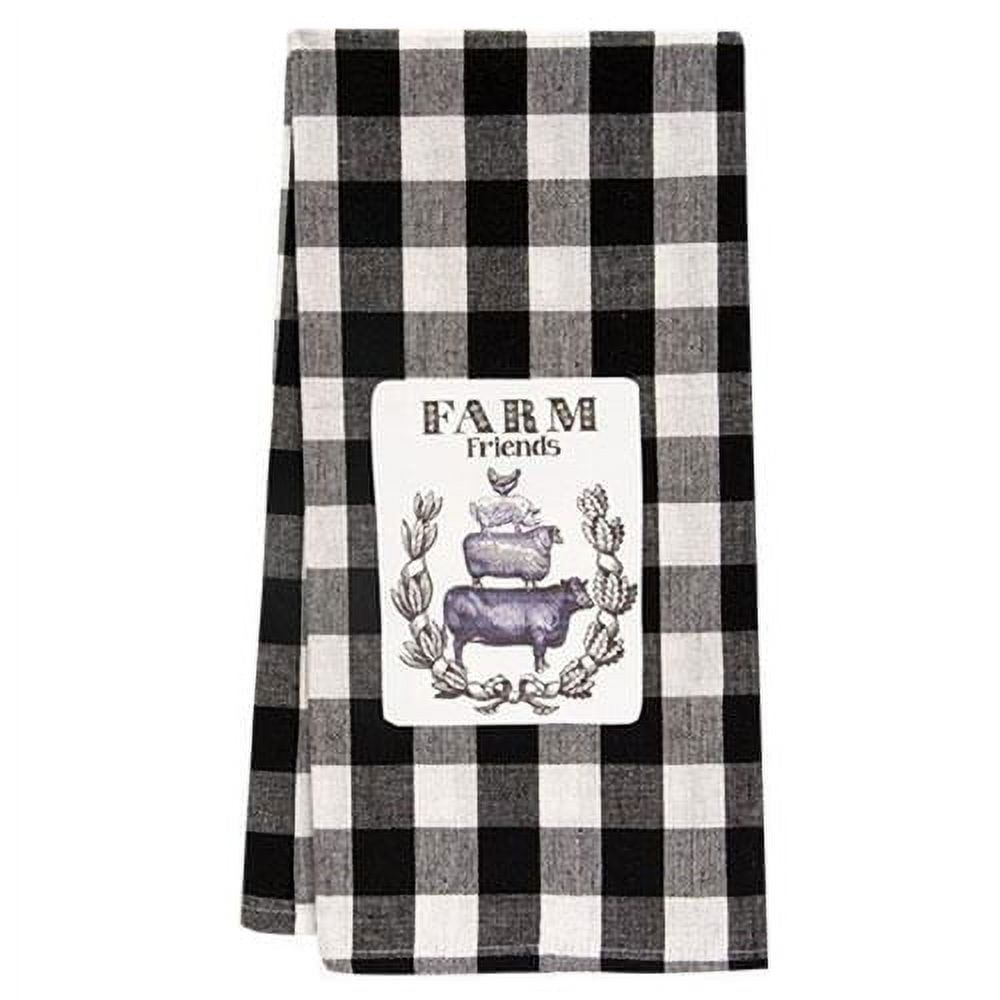 Farm Friends Black & White Buffalo Check Dish Towel - Walmart.com