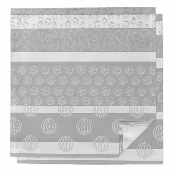 Farm Fruits Cloth Napkins, Watermelon Lemons Peach Strawberry Grey Striped Washable and Reusable Dinner Napkins Set of 2, Table Napkin for Kitchen Party Birthday Wedding Hotel Housewarming 20"x20"