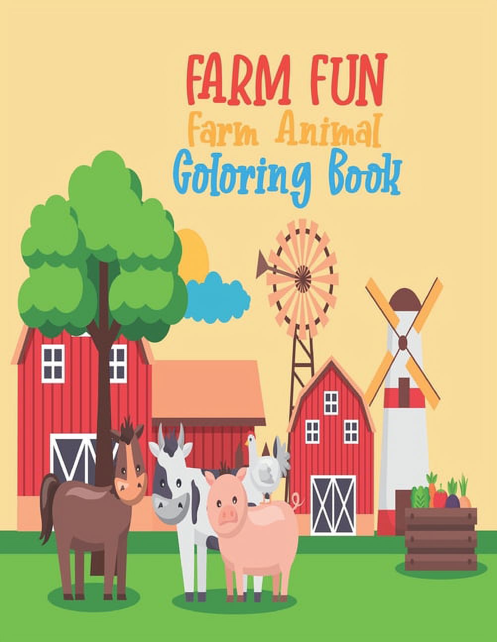 Farm Fun! Farm animal coloring book : The Big, Simple and Fun Designs! Cows, Chickens, Horses, Ducks and more! Farm Animals Coloring Book For Toddlers & Kids! Relax & Find Your True Colors (Paperback) - image 1 of 1
