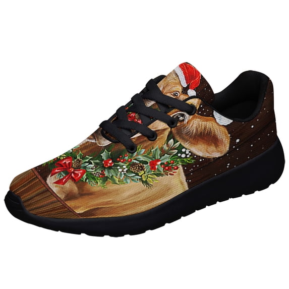 Farm Funny Cow Cattle ChriStas Shoes Sneakers Black Size 7