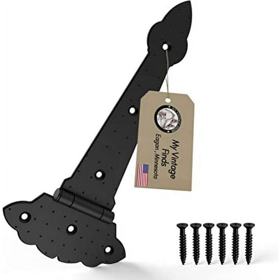 Farm Gate Hinge Decorative Strap Hinge Black Strap Gate Hinges | 4-Pack