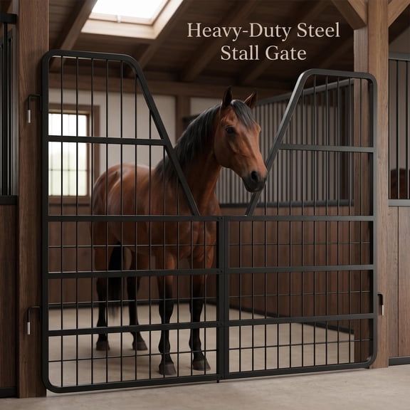 Farm Gate, Horse Stall Gates Heavy Duty Steel, Livestock Gate with 52 Inch Height, Three-Tier Stall Gate Quick 3-Step Setup for Outdoor Barn.