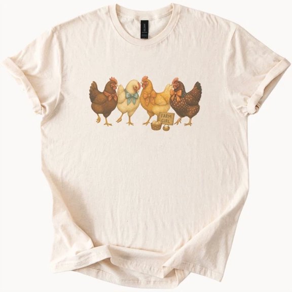 Farm Girl Chicken Graphic Tee Cute Hen Shirt Country Farm Animal T Shirt Size S-5Xl Heygategoo Tee