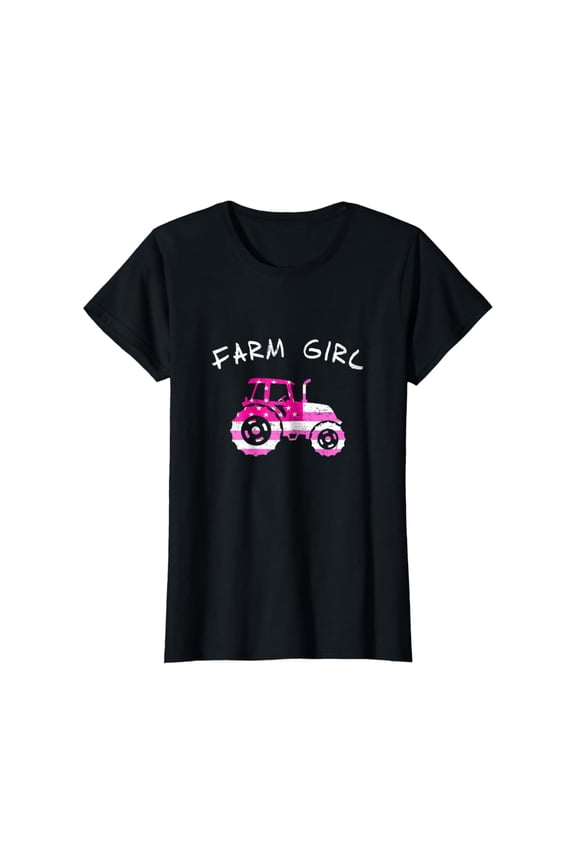 Farm Girl Pink Tractor T-Shirt Women Kids Barn Horse Apparel All Size S-5Xl