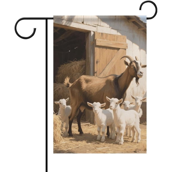 Farm Goat Welcome Garden Flag Double Sided 12 X 18 Inch Outdoor Holiday Flag Small Seasonal Spring Flags Outside Decoration for Yard Patio Lawn Easter Christmas