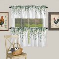 thumbnail image 1 of Farm Gradient Green Eucalyptus Leaves Curtain Tier and Valance Set 3 Piece, Spring Plants 3-inch Rod Pocket Window Tier Curtains Valance for Kitchen Living Room, 1 of 9
