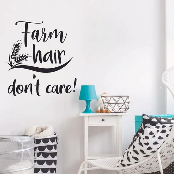 Farm Hair Don’t Care Farm Life Farm Living Quote Quotes Tractor Wall Sticker For Home Barn Room Bedroom House Art Decal House Fun Home Decors Stickers Wall Art Vinyl Decoration Size (20x20 inch)