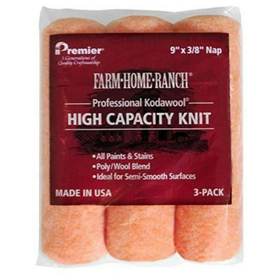 Farm-Home-Ranch FHR03151 Paint Roller Cover, For Semi-Smooth Surface, 9 x 3/8-In., 3-Pk. - Quantity 1