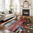 thumbnail image 1 of Farm Horse Animal Large Area Rugs 6x9 ft Vintage Red Truck Daisy Brown Tree House Washable Rug Non Slip Indoor Carpet Absorbent Floor Mat for Living Room Bedroom Dining Room, 1 of 9