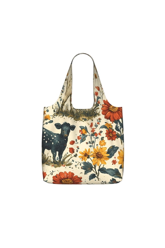 Farm House Animals Goat Foldable Reusable Shopping Bag Large Capacity Tote Handbag Storage Pouch for Travel Work