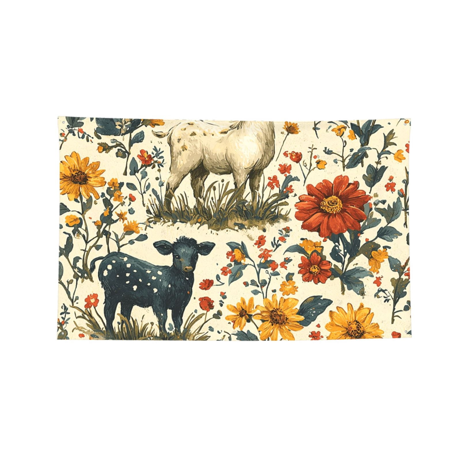 Farm House Animals Goat Four Hole Decorated Banner Flag for Garden Yard Home Decoration Indoor Outdoor 4x6 Ft