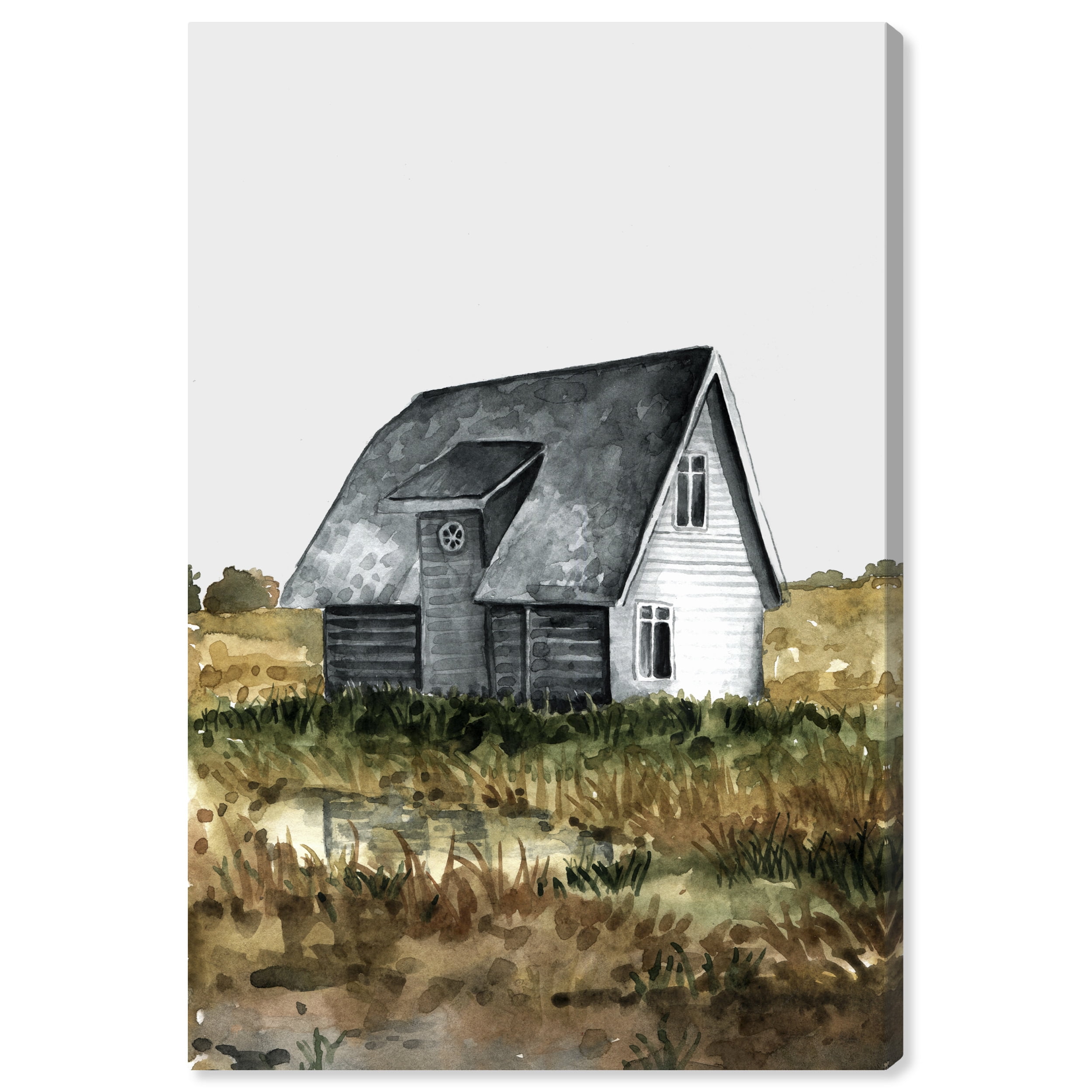Farm House Architecture and Buildings Wall Art Print Gray 16x24