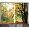 thumbnail image 1 of Ambesonne Fall Curtains 2 Panel Set, Autumn Forest Peace View, 108" x 84", Orange Green, 1 of 3