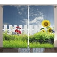 thumbnail image 1 of Ambesonne Nature Curtains 2 Panel Set, Daisy Flowers in Yard, 108" x 84", White Green Blue, 1 of 3