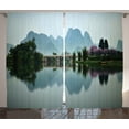 thumbnail image 1 of Ambesonne Landscape Curtains 2 Panel Set, Japanese Lake View, 108" x 90", Multicolor, 1 of 3