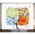thumbnail image 1 of Ambesonne Tree Curtains 2 Panel Set, Flowers 4 Season Theme, 108" x 84", Multicolor, 1 of 3