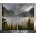 thumbnail image 1 of Ambesonne America Curtains 2 Panel Set, Valley Yosemite in Fall, 108" x 84", Green Grey, 1 of 3