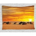thumbnail image 1 of Farm House Decor Tapestry, African Landscape of a Small Town with Horizon Skyline at Dawn Ethiopian Photo, Wall Hanging for Bedroom Living Room Dorm Decor, 60W X 40L Inches, Orange, by Ambesonne, 1 of 2