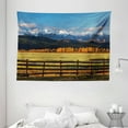 thumbnail image 1 of Farm House Decor Tapestry, Farm Field with Snow Covered Mountain Nature Valley Forest Panoramic Artwork, Wall Hanging for Bedroom Living Room Dorm Decor, 80W X 60L Inches, Multi, by Ambesonne, 1 of 2
