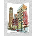 thumbnail image 1 of Farm House Decor Tapestry, Grunge Graphic of European Avenue Modern Urban Life Downtown City Streets , Wall Hanging for Bedroom Living Room Dorm Decor, 60W X 80L Inches, Red Orange, by Ambesonne, 1 of 2
