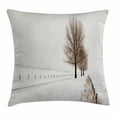 thumbnail image 1 of Farm House Decor Throw Pillow Cushion Cover, Row of Large and Bare Beech Trees in Snow Covered Winter Frozen Photo, Decorative Square Accent Pillow Case, 24 X 24 Inches, White Brown, by Ambesonne, 1 of 2