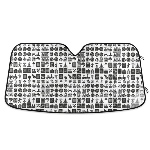 Farm Icon Car Windshield Sun Shade Foldable Car Front Window Visor Heat and UV Protection 53x23.5