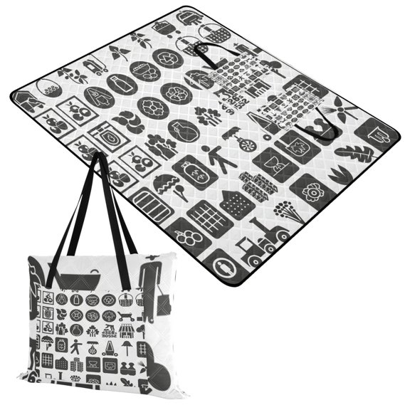 Farm Icon Extra Large Picnic Beach Blanket Waterproof Sand Proof Portable Outdoor Mat 60x80