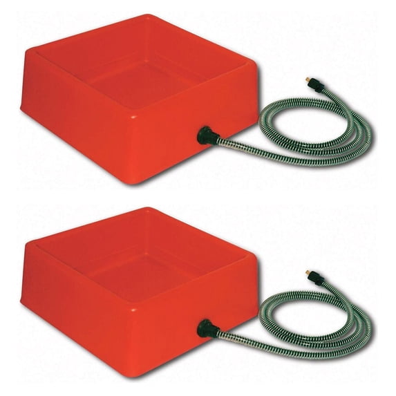 Farm Innovators 1.25 Gal 60W Electric Heated Pet Water Bowl, Red (2 Pack)